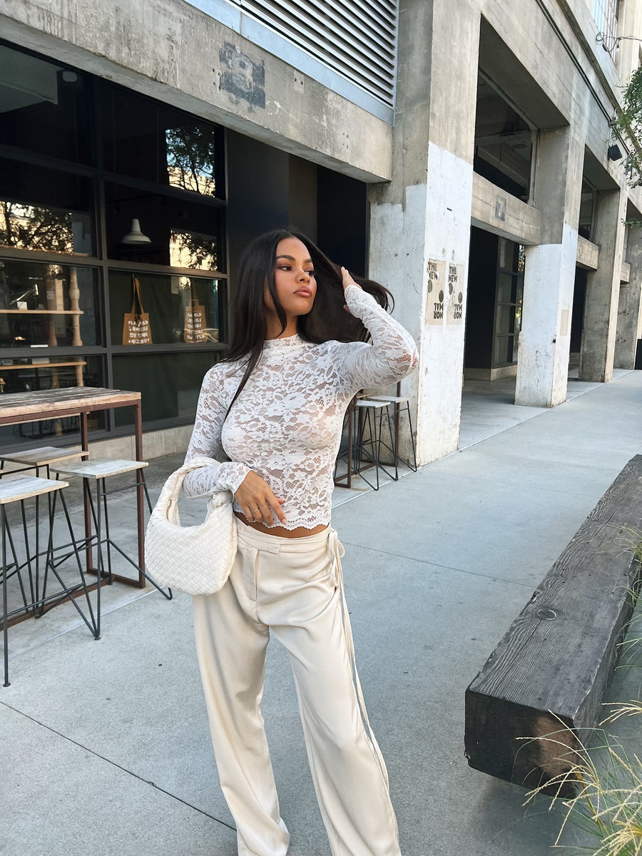 White Lace Pants Outfit Official Site