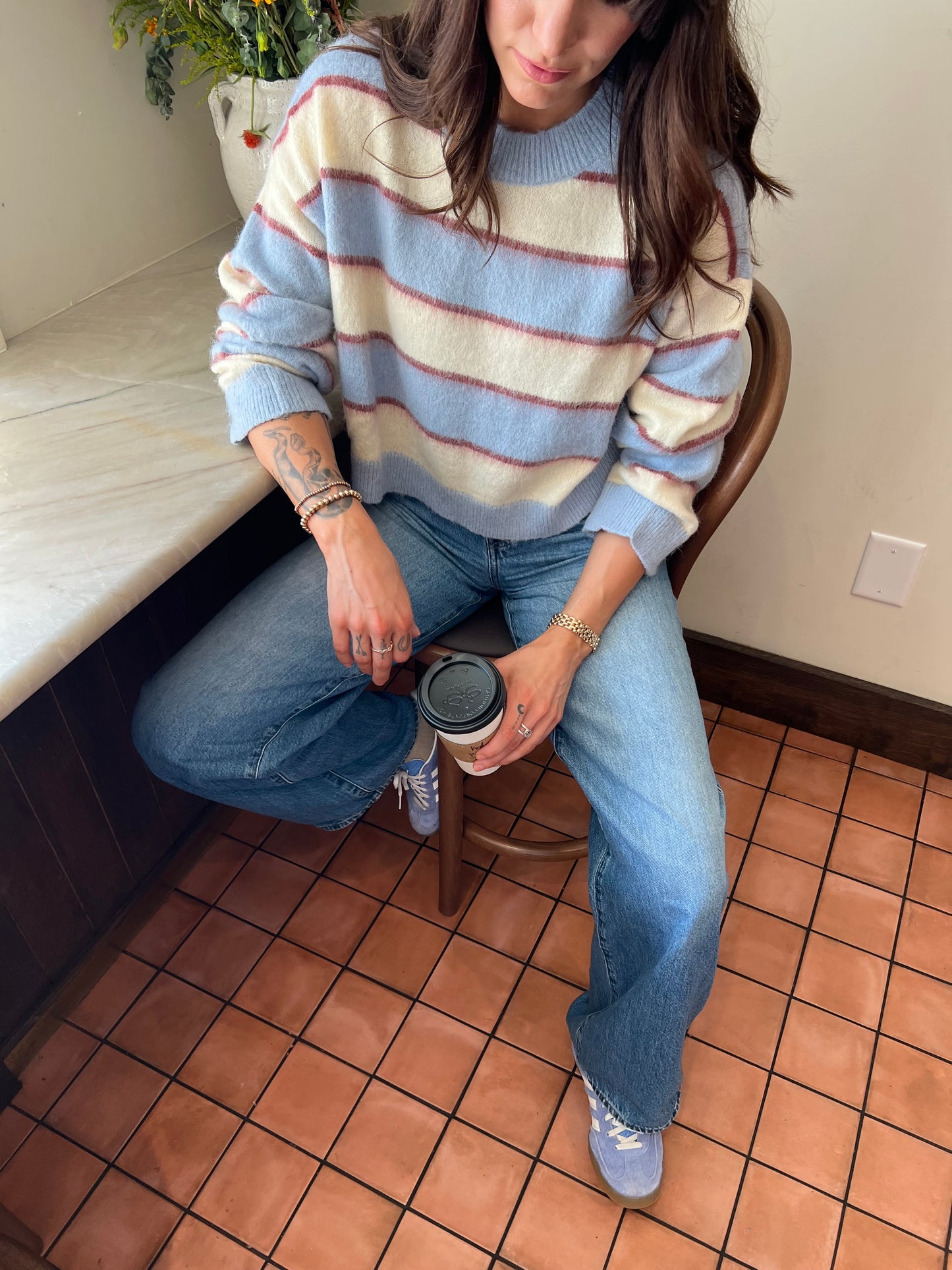 Fall is calling knit sweater- blue
