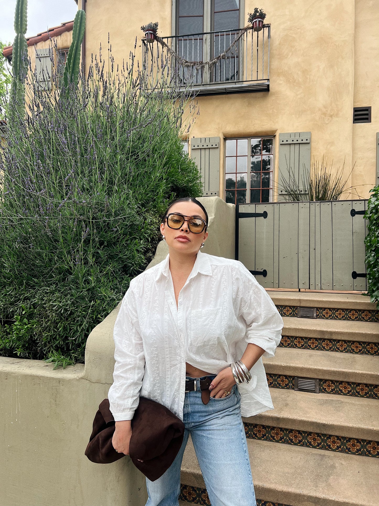 Capri Eyelet Button Up
