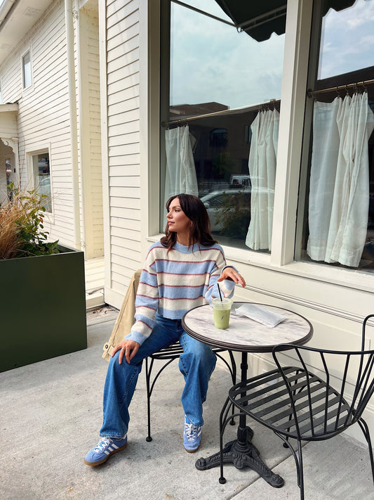 Fall is calling knit sweater- blue