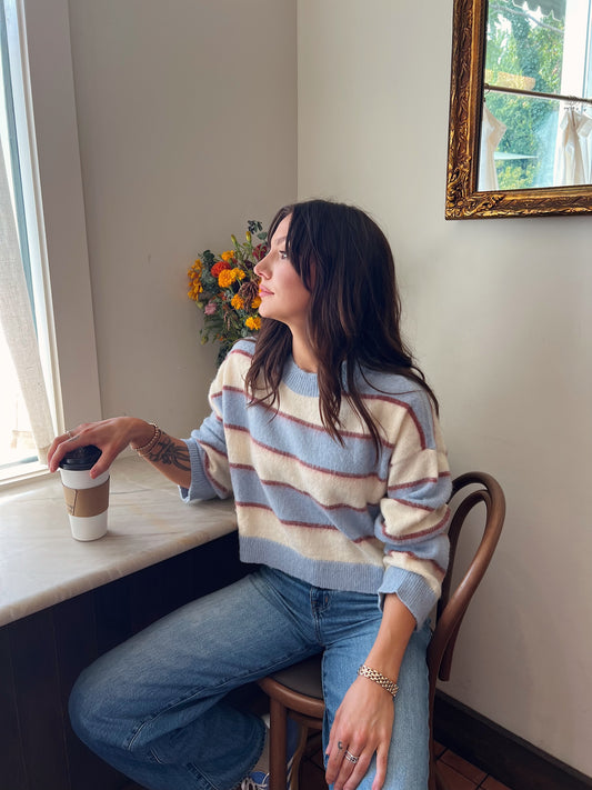 Fall is calling knit sweater- blue