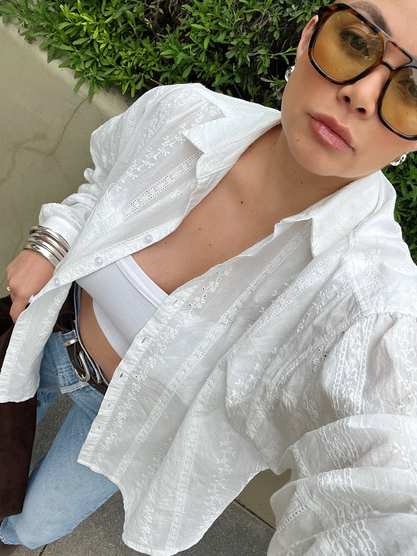 Capri Eyelet Button Up