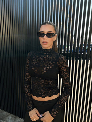 Delicate Lace Top - Black