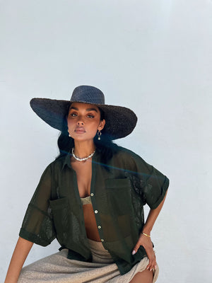 Hamptons Button Up - Forest Green