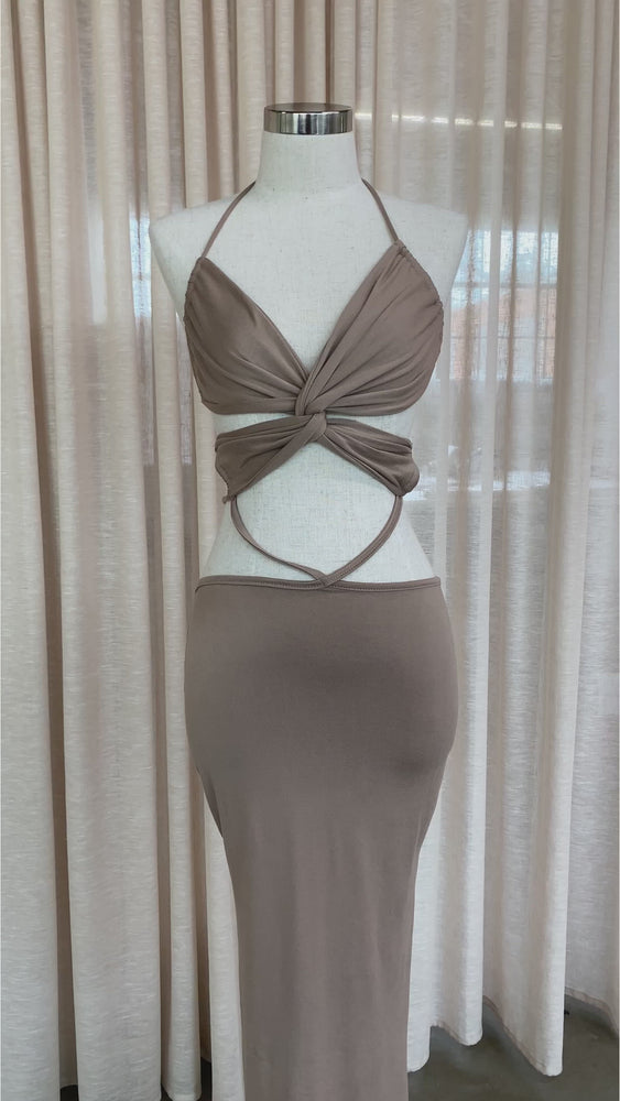 
            
                Load and play video in Gallery viewer, Taupe-Less Beach Twist Dress - FINAL SALE
            
        