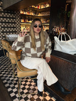 Taupe About It Checkered Sweater