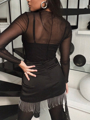 Show Stopper Satin Skirt -Black - FINAL SALE